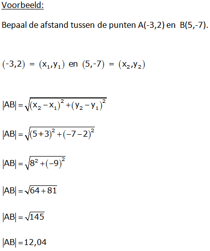 wiskunde de afstandsformule