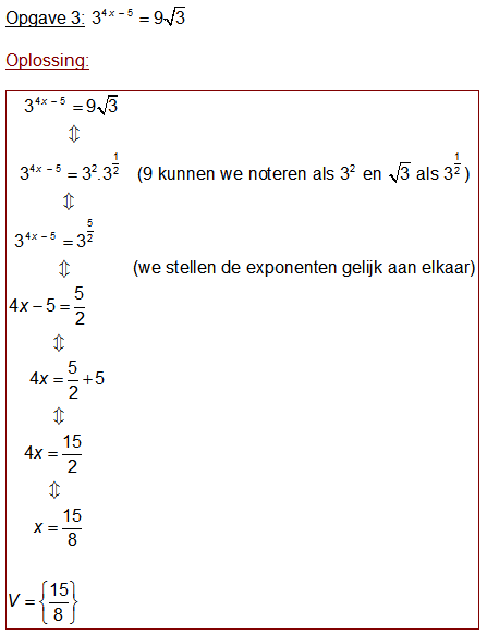 exponentiele vergelijkingen