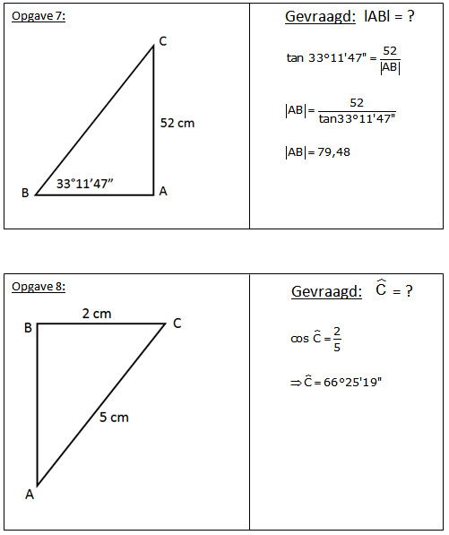 rechthoekige driehoeken oplossen