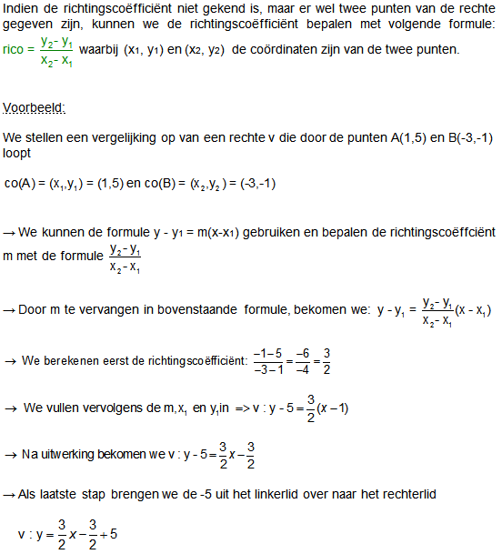 vergelijking van een rechte opstellen